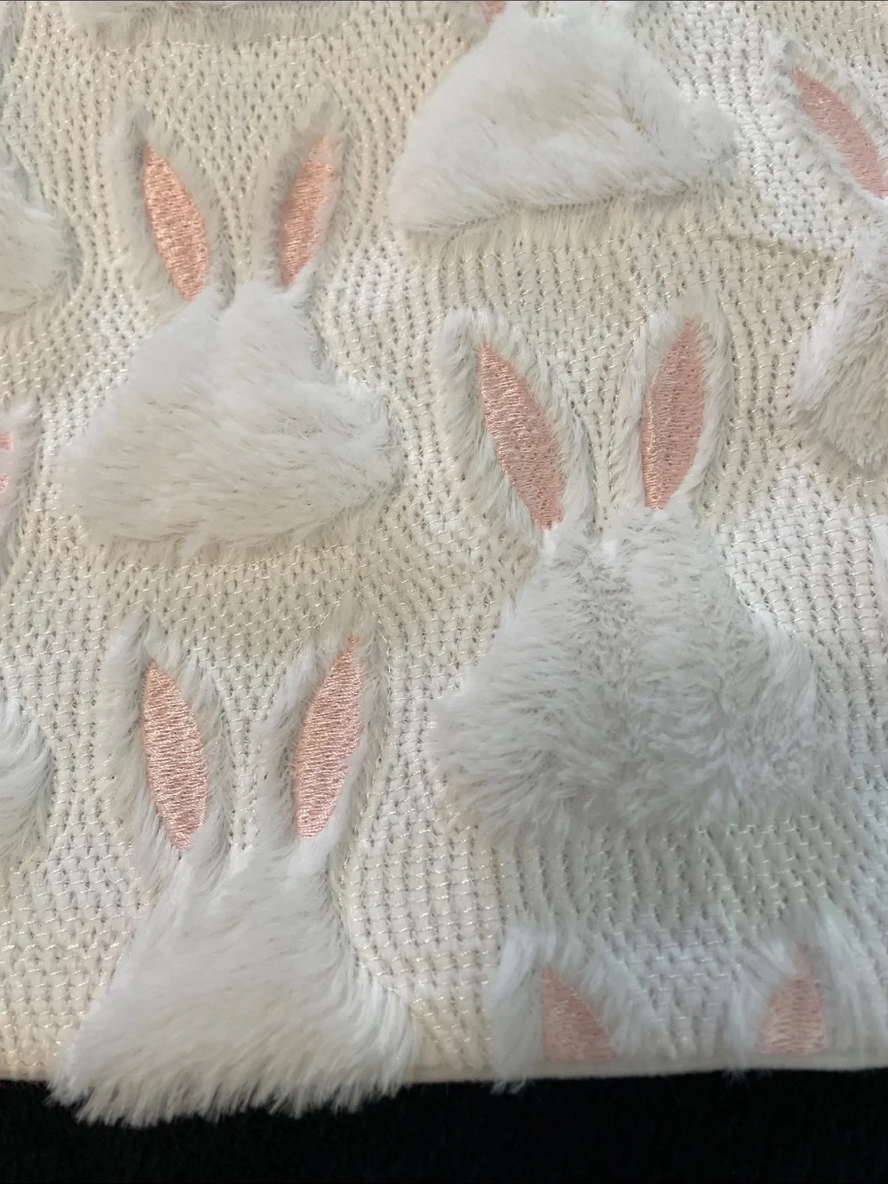 White & Pink Bunny Ear Plush Throw Pillow Covers (Pair) new